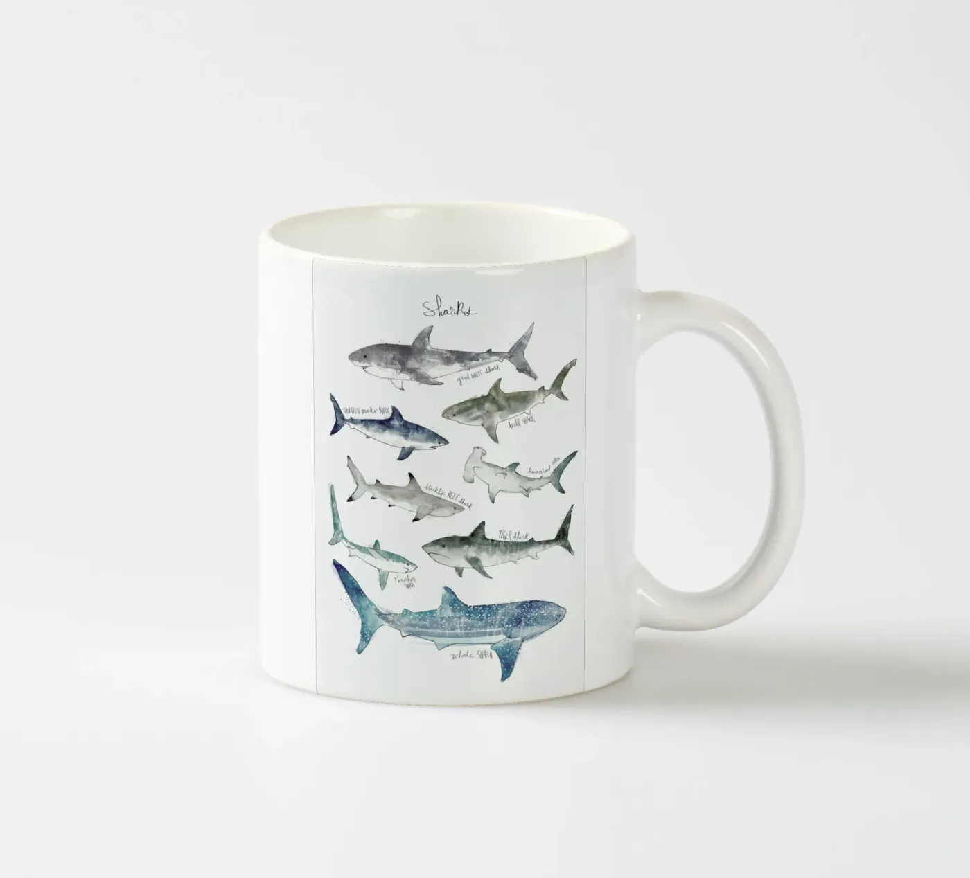 Sharks ceramic mug by Amy Hamilton