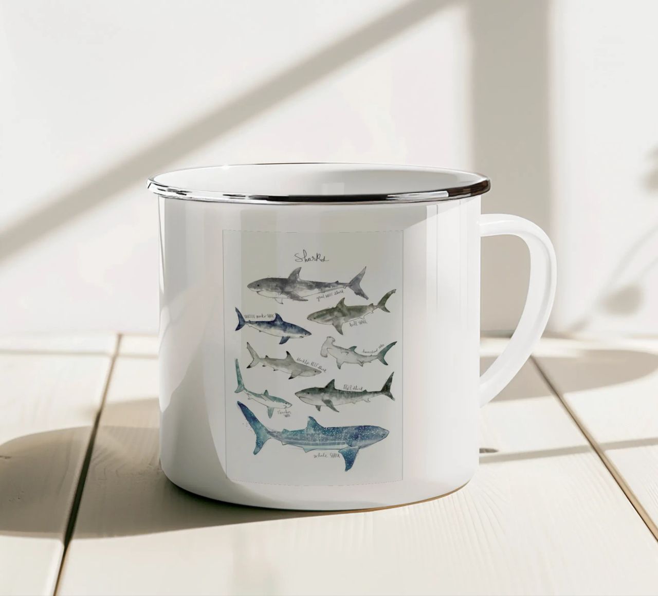 Sharks tazza in smalto da Amy Hamilton