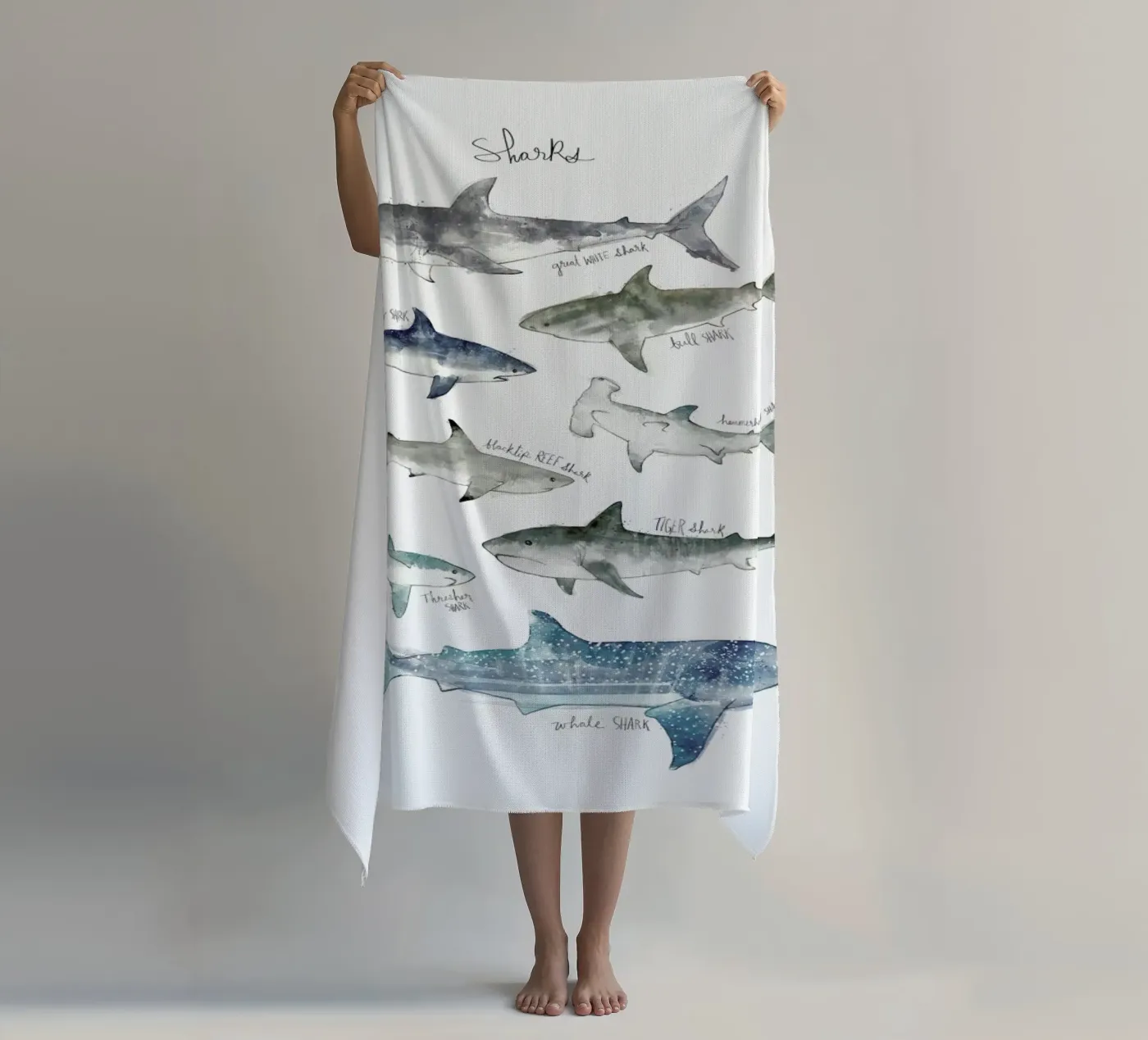 Sharks Strandtuch von Amy Hamilton