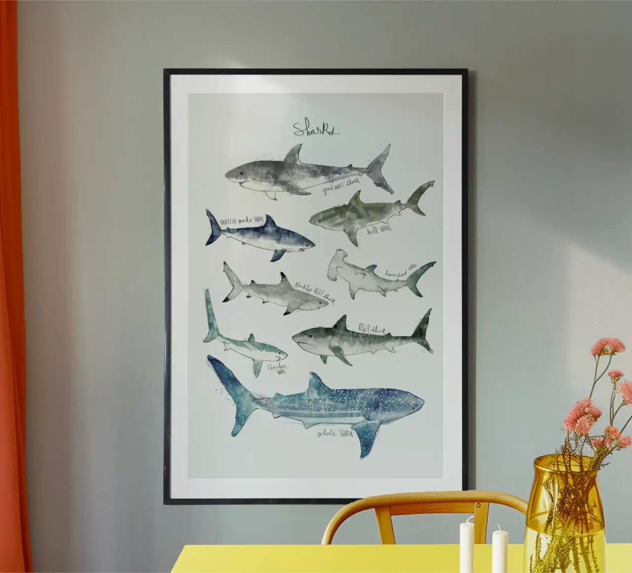Sharks poster con telaio in plastica da Amy Hamilton
