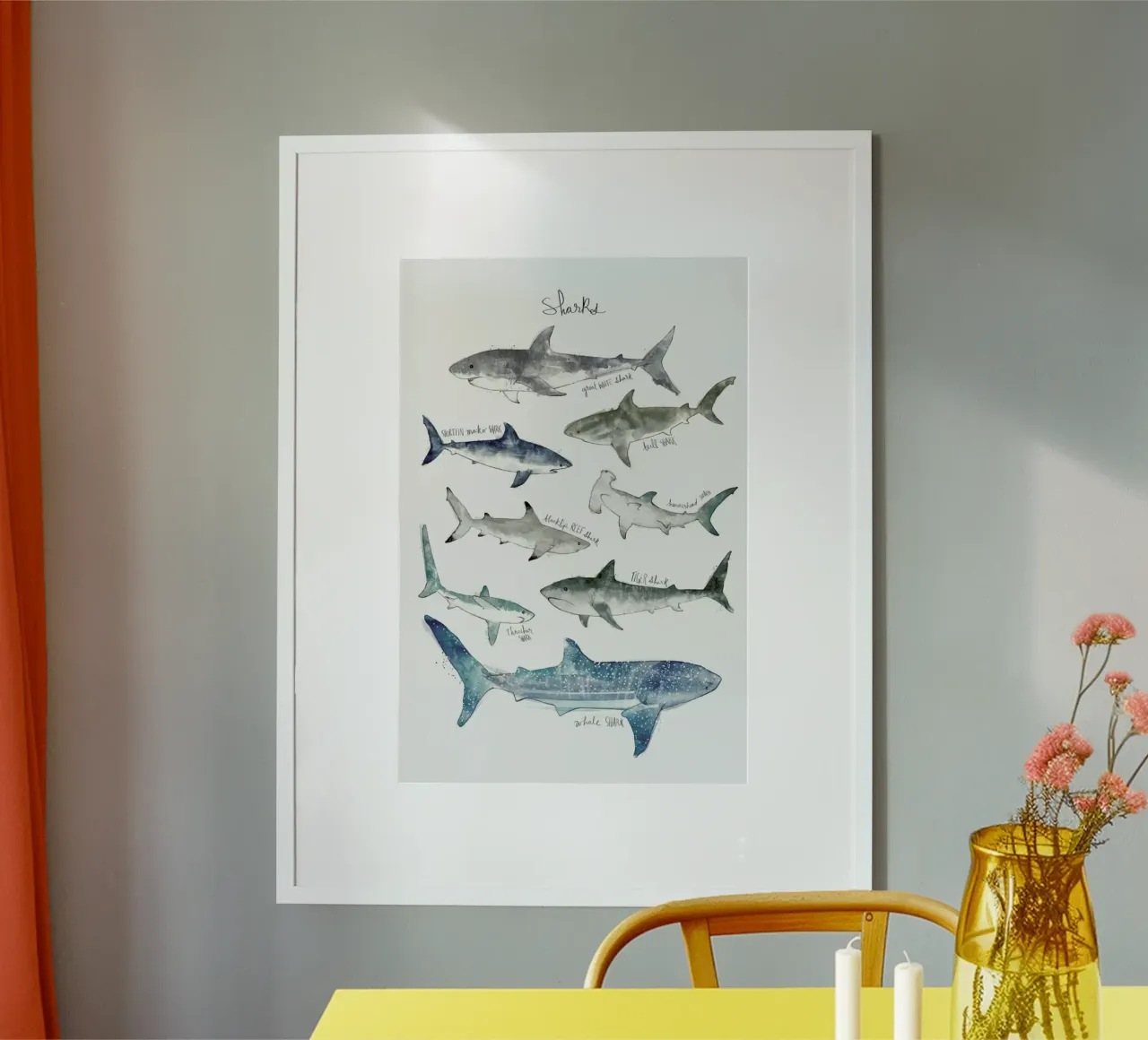 Sharks poster con telaio in plastica da Amy Hamilton