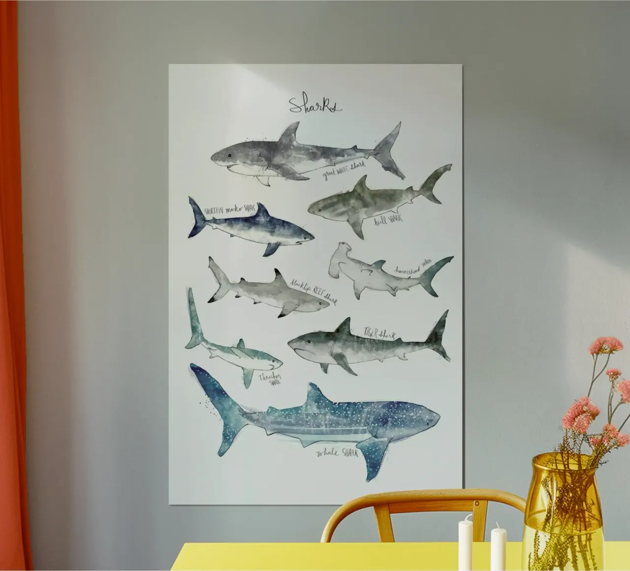 Sharks poster con telaio in plastica da Amy Hamilton