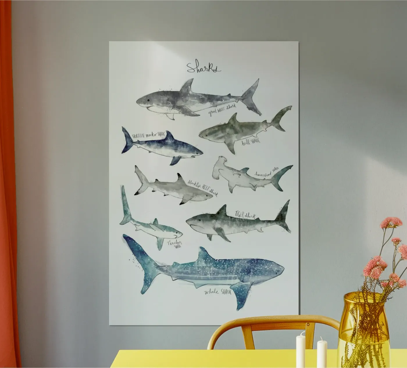 Sharks poster van Amy Hamilton