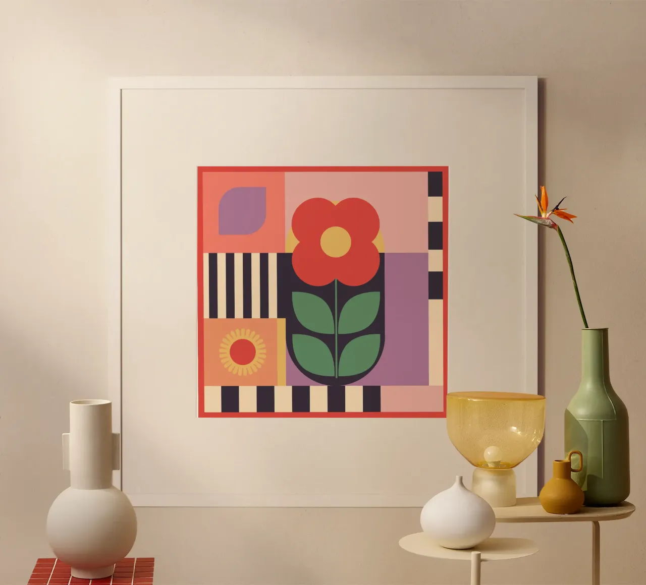 Geometria floreale 11 poster con telaio in alluminio da Gaite