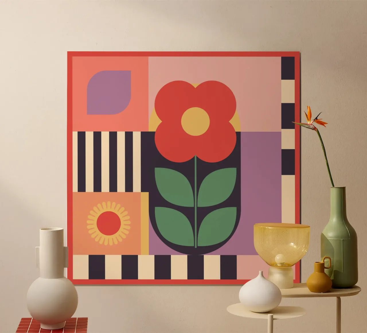 Geometria floreale 11 poster con telaio in alluminio da Gaite
