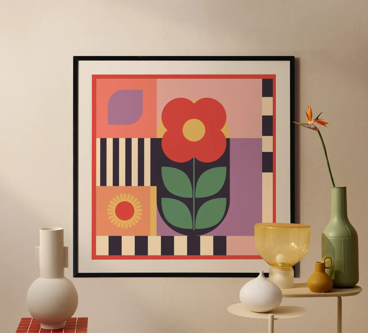Geometria floreale 11 poster con telaio in alluminio da Gaite