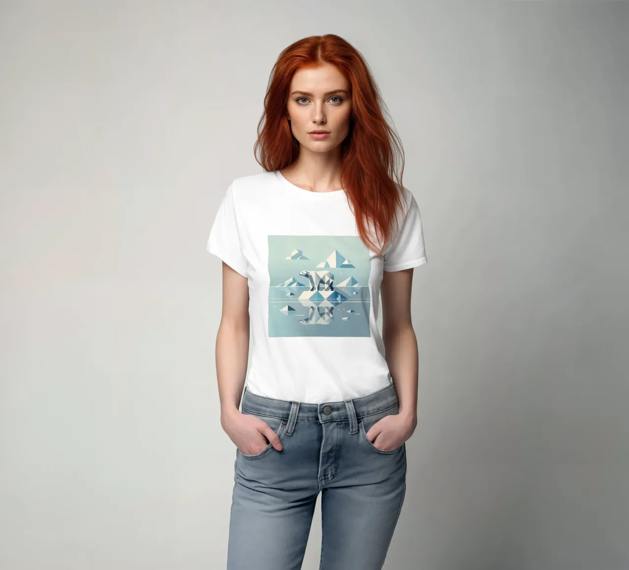 Orso polare geometrico su una banchisa - Calma artica t-shirt da namosh