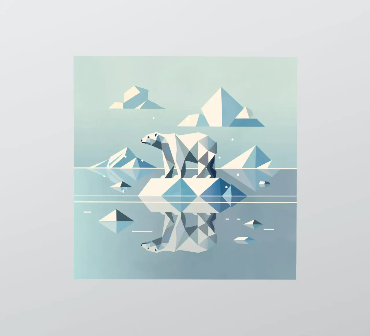 Geometric polar bear on an ice floe - Arctic calm sticker by namosh