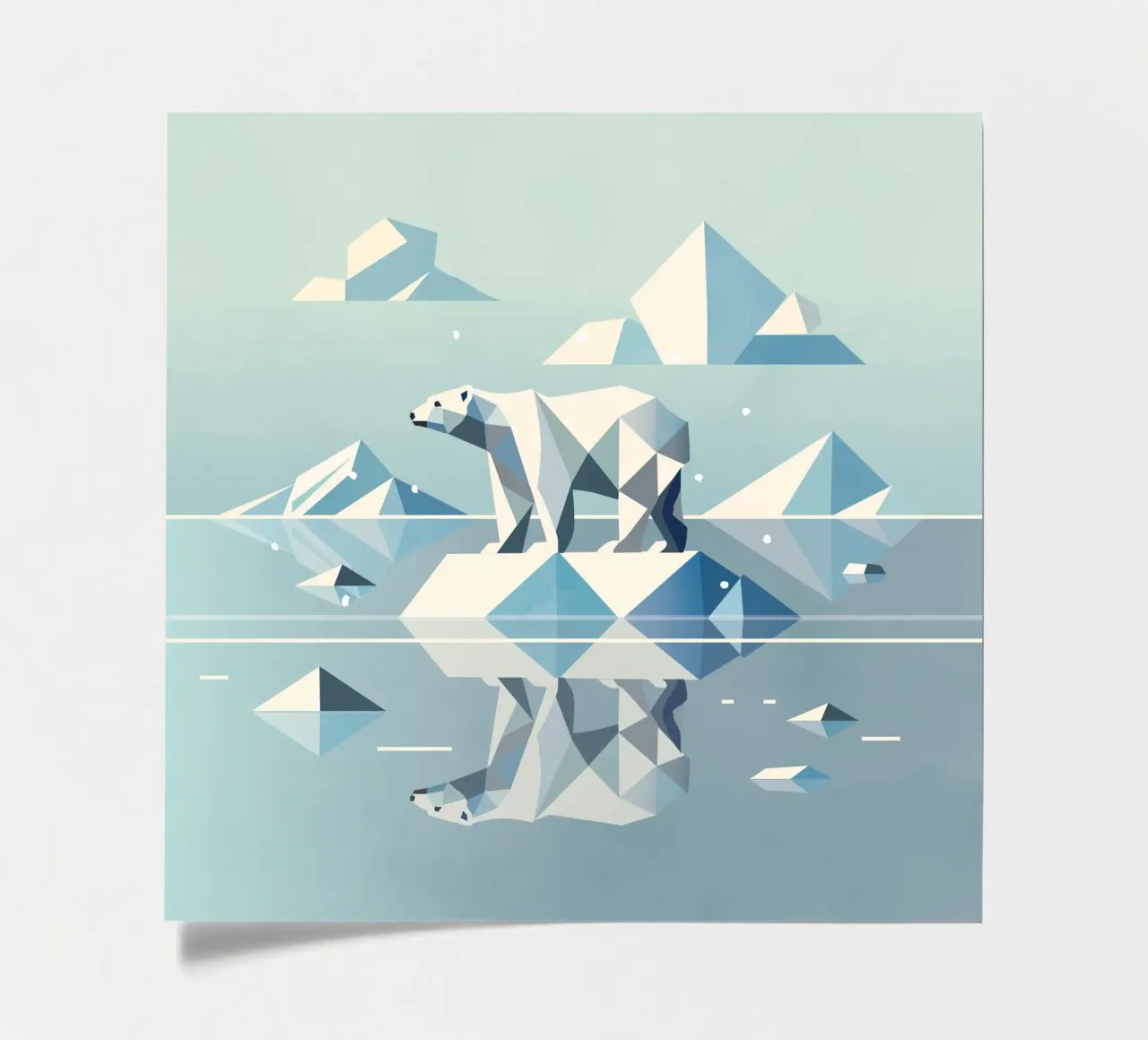 Geometric polar bear on an ice floe - Arctic calm sticker sheet by namosh