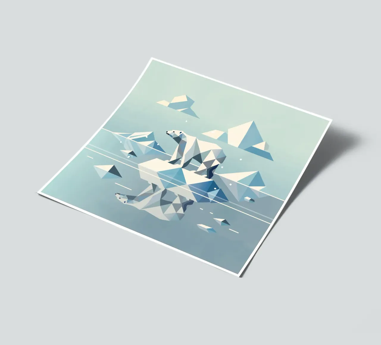 Geometric polar bear on an ice floe - Arctic calm sticker sheet by namosh