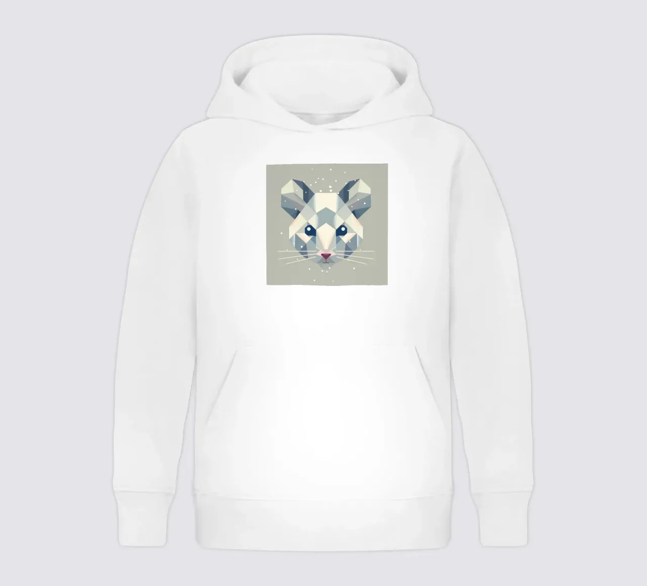 Ratón de nieve geométrico - Retrato animal invernal sudadera con capucha para niño de namosh