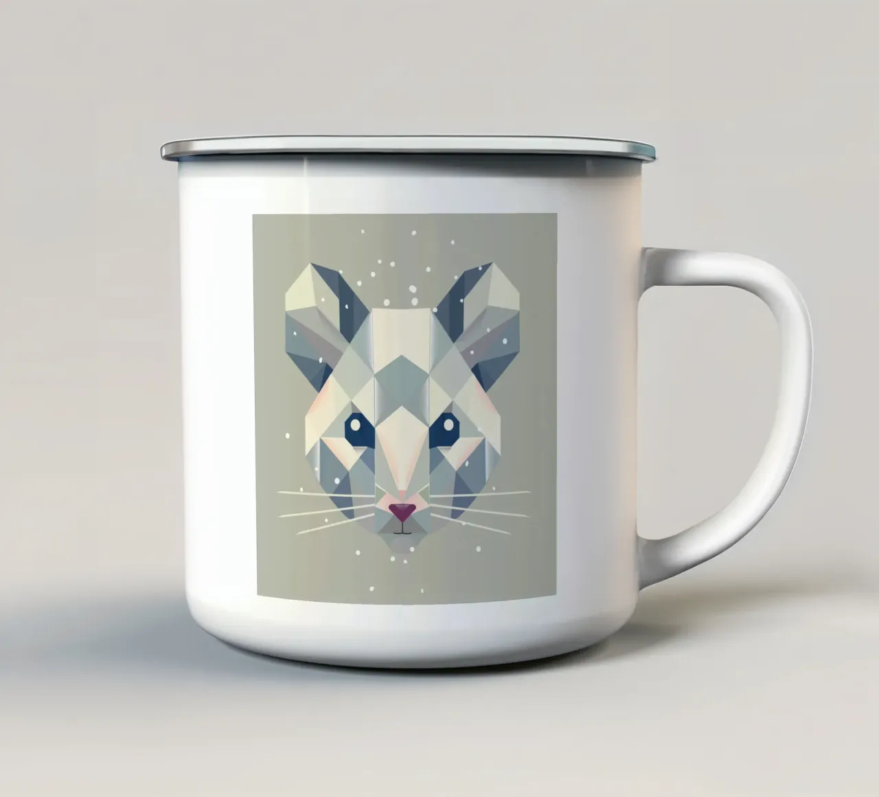 Topo delle nevi geometrico - Ritratto di animale invernale tazza in smalto da namosh