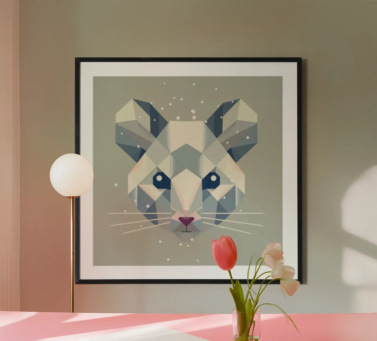Topo delle nevi geometrico - Ritratto di animale invernale carta hahnemühle da namosh