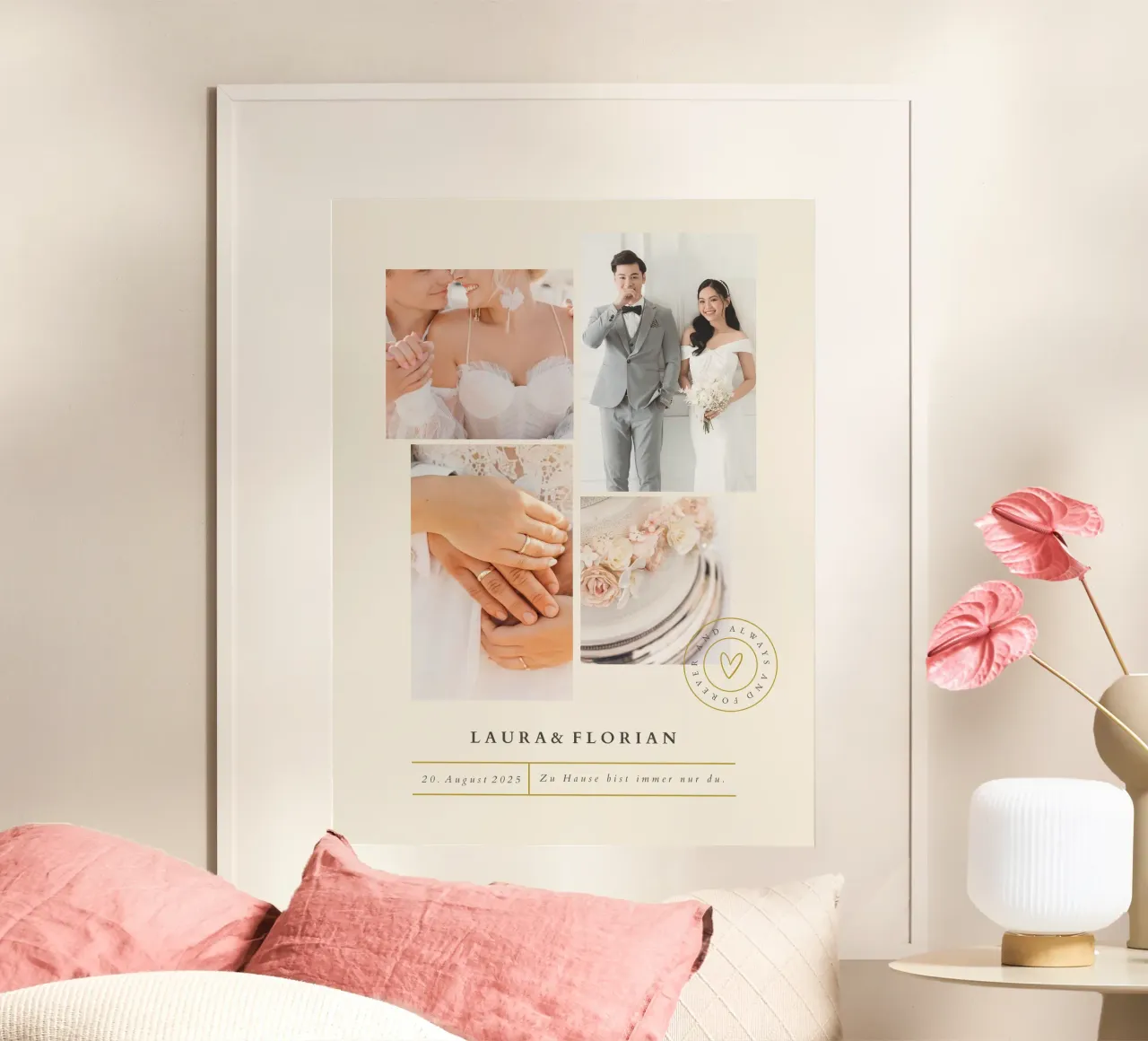 Stamps poster with wooden frame by Kartenliebe