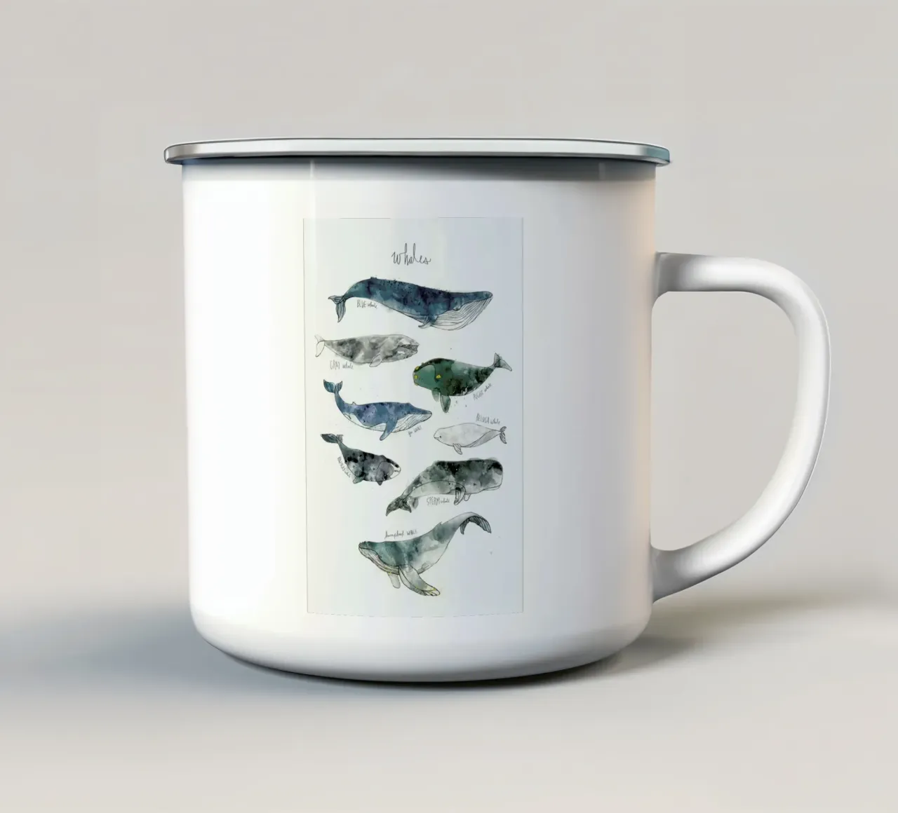 Whales tazza in smalto da Amy Hamilton
