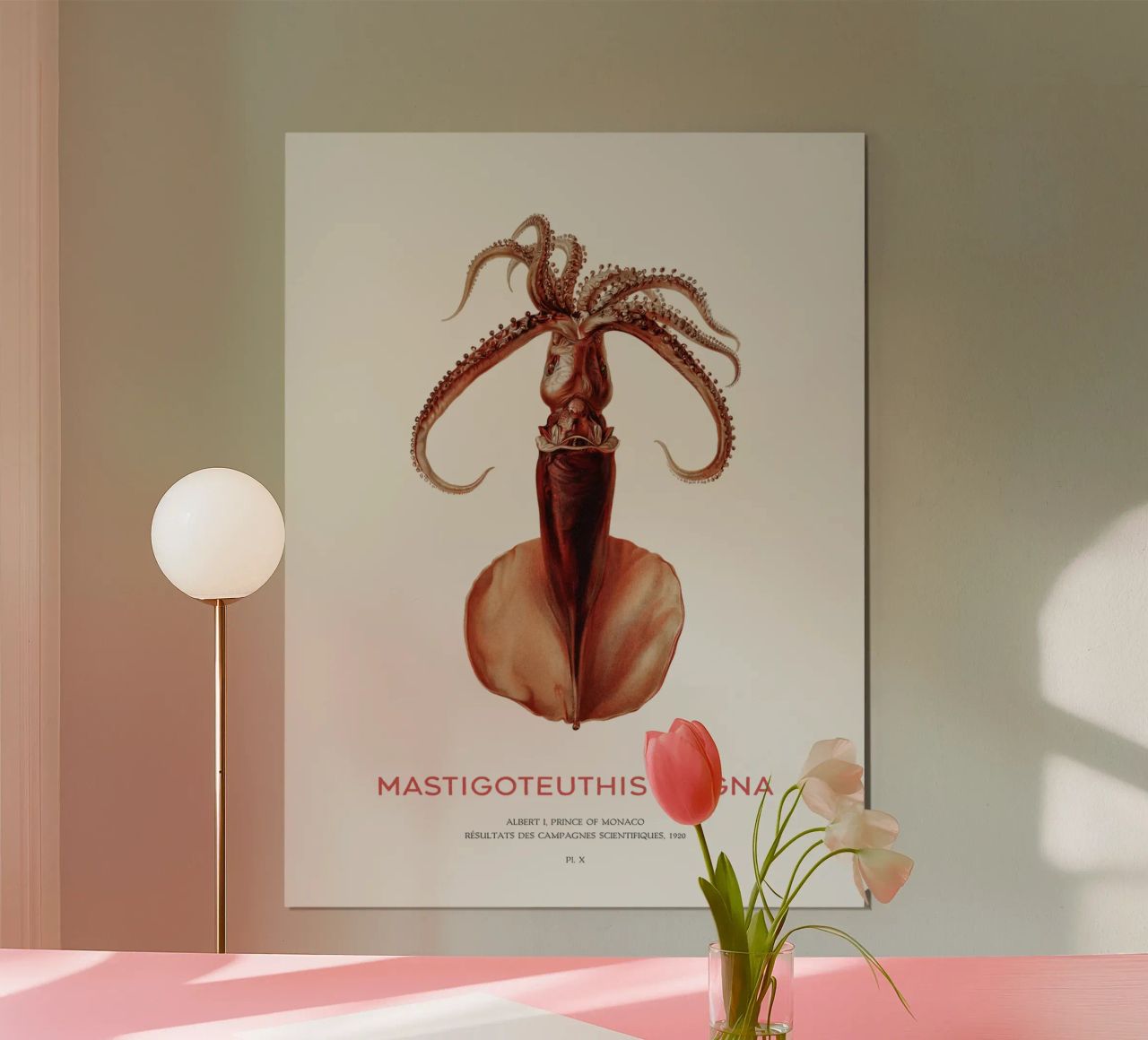 Calamar de aguas profundas o Mastigoteuthis Magna poster de Vintagrafica