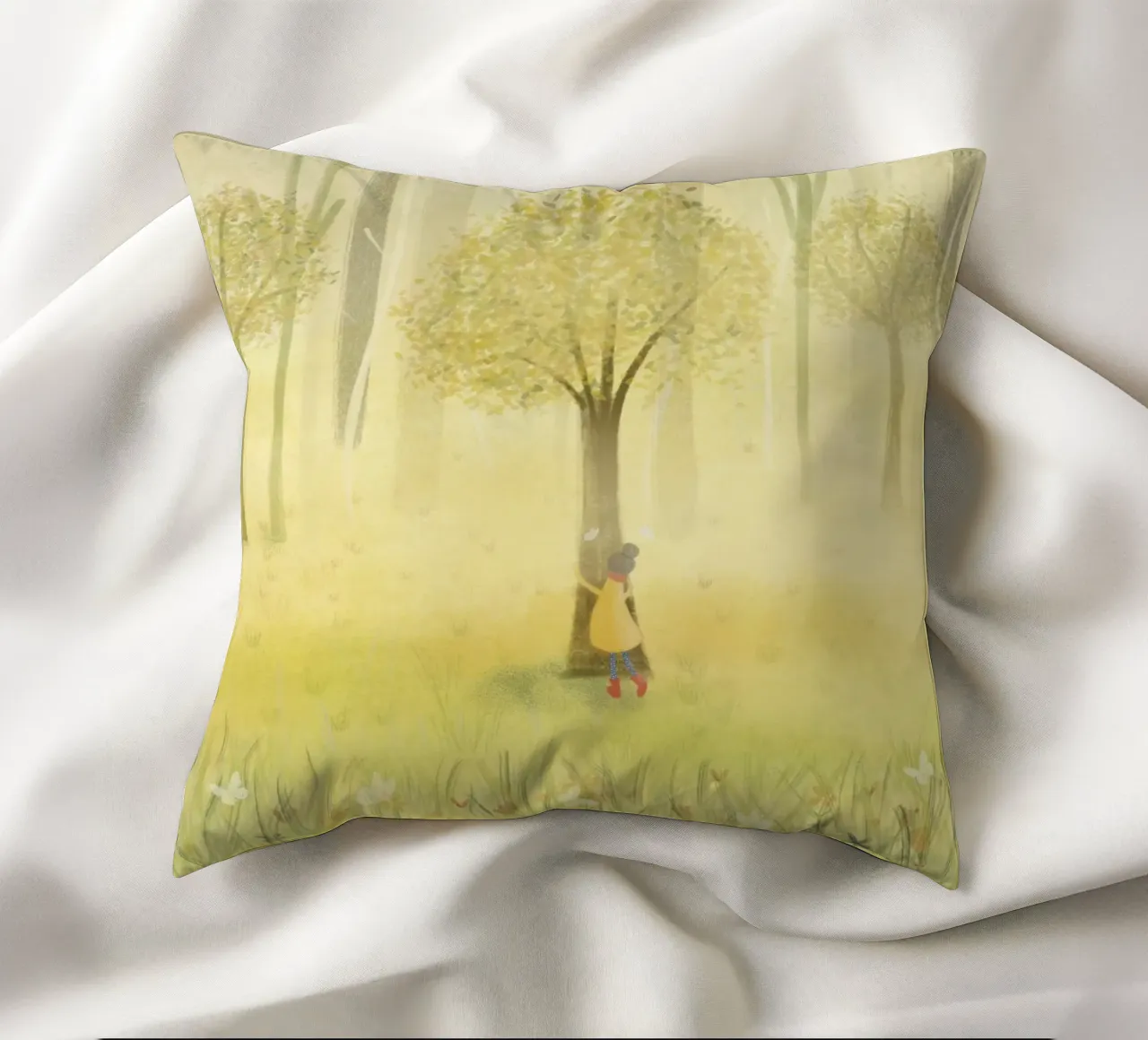 HUG A TREE Kissen von Inge Hauser Illustration