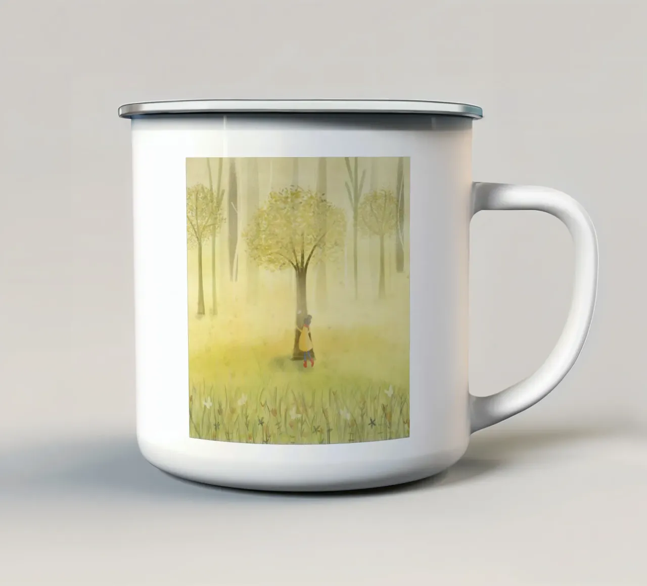 HUG A TREE enamel mug by Inge Hauser Illustration