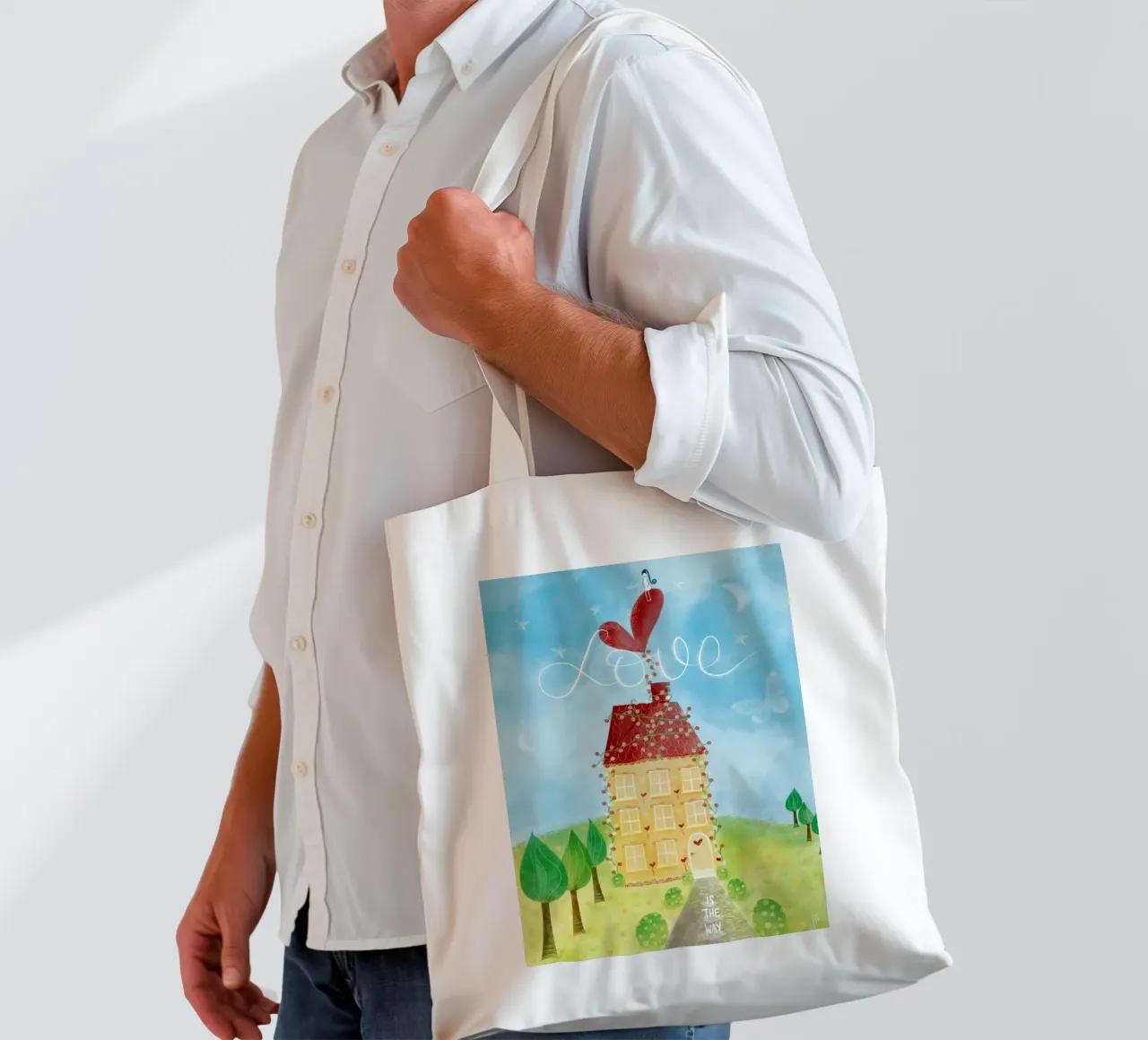 L'AMORE È LA VIA borsa in juta da Inge Hauser Illustration