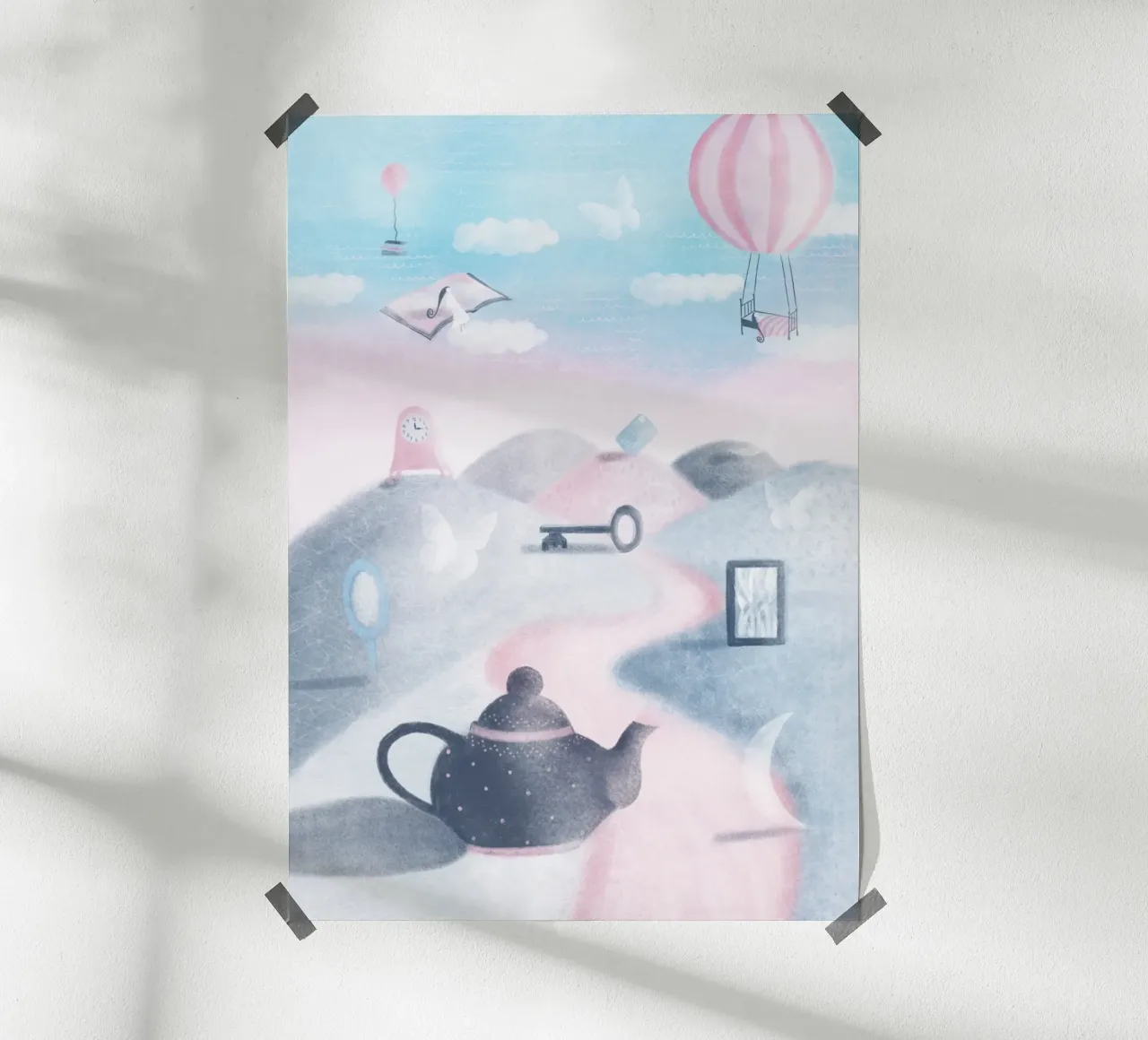 SOGNARE poster con telaio in legno da Inge Hauser Illustration