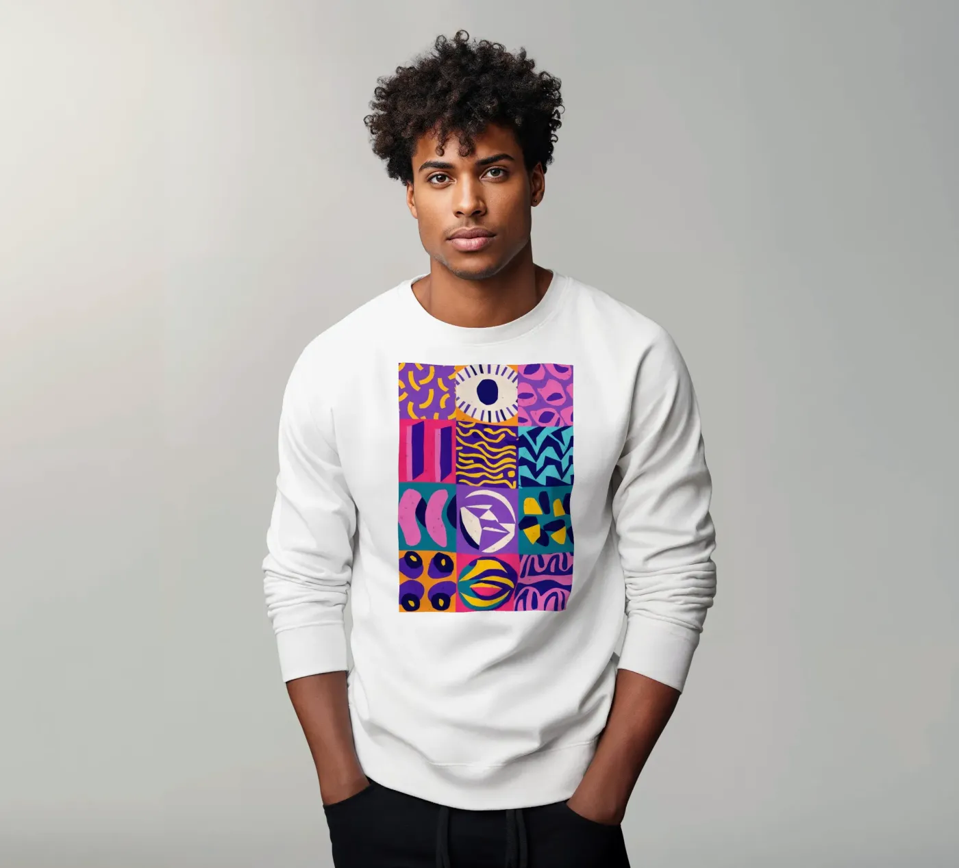 Patchwork geometrico viola felpa da Bring Hues