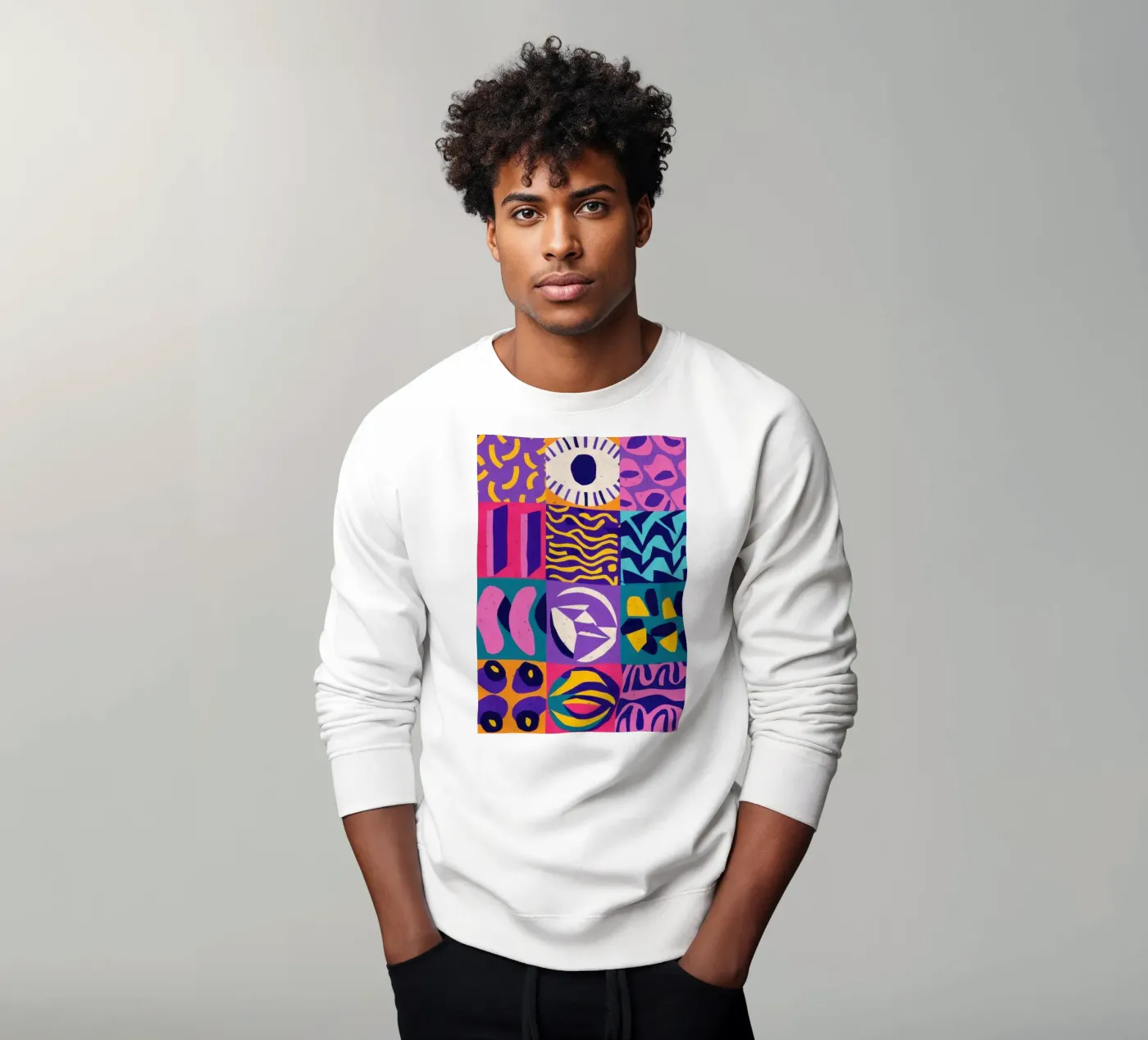 Patchwork geometrico viola felpa da Bring Hues