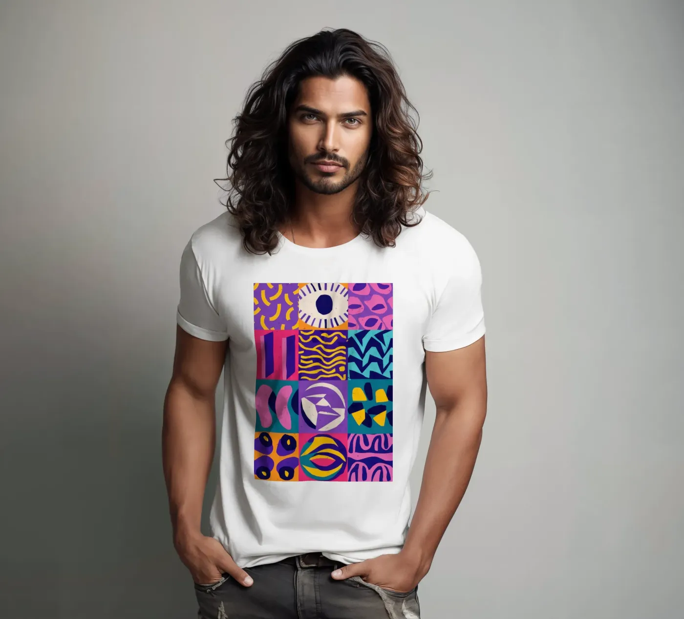 Patchwork geometrico viola t-shirt da Bring Hues