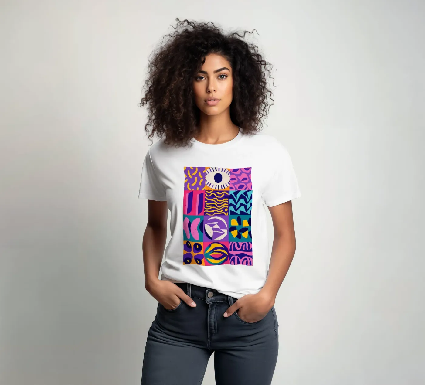 Patchwork geometrico viola t-shirt da Bring Hues