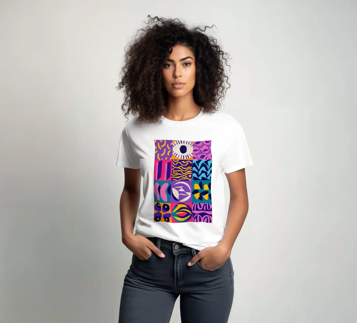 Patchwork geometrico viola t-shirt da Bring Hues