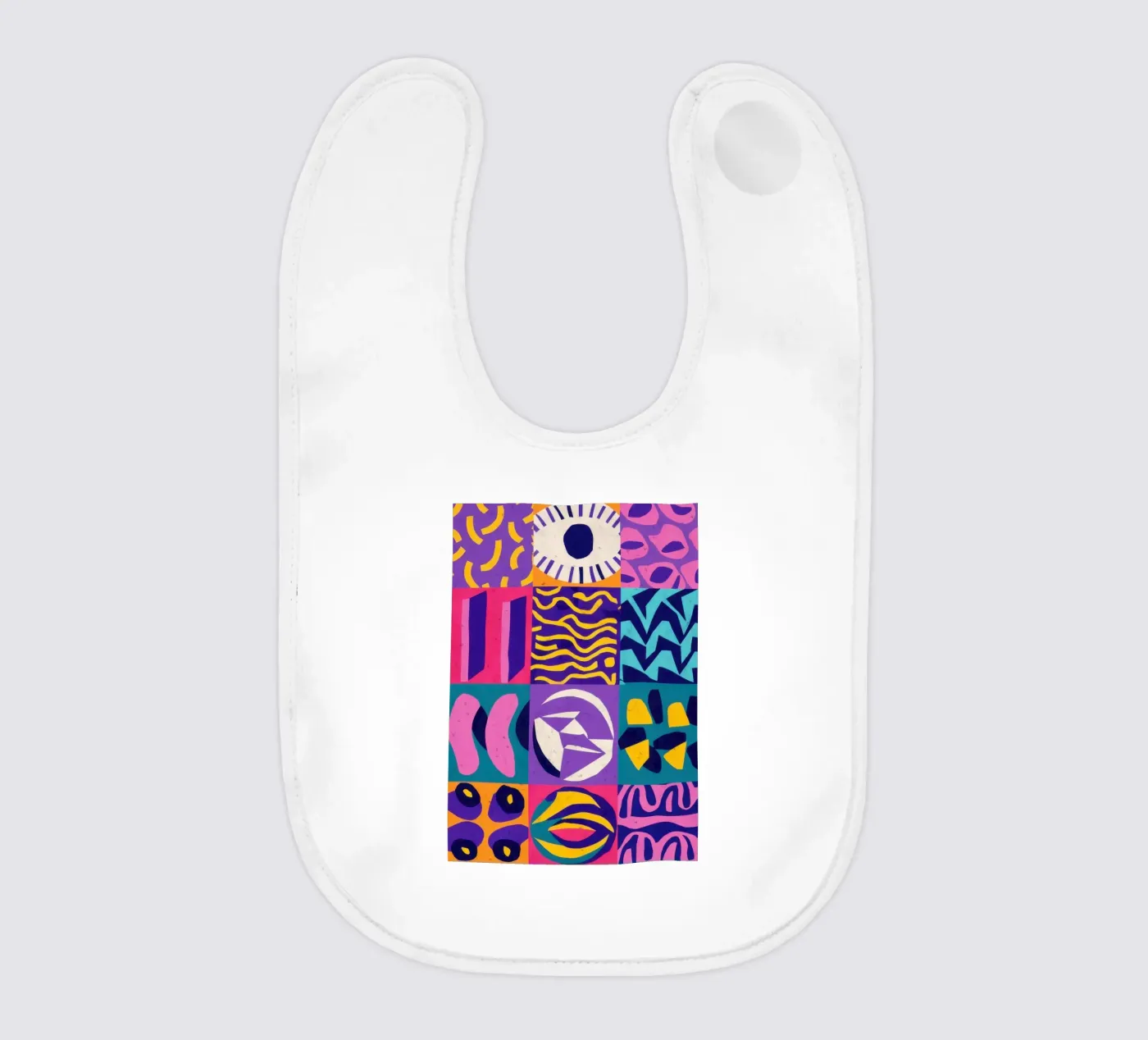 Patchwork geometrico viola bavaglino da Bring Hues
