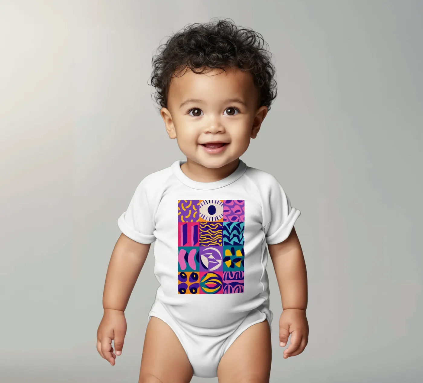 Patchwork géométrique violet body bébé de Bring Hues