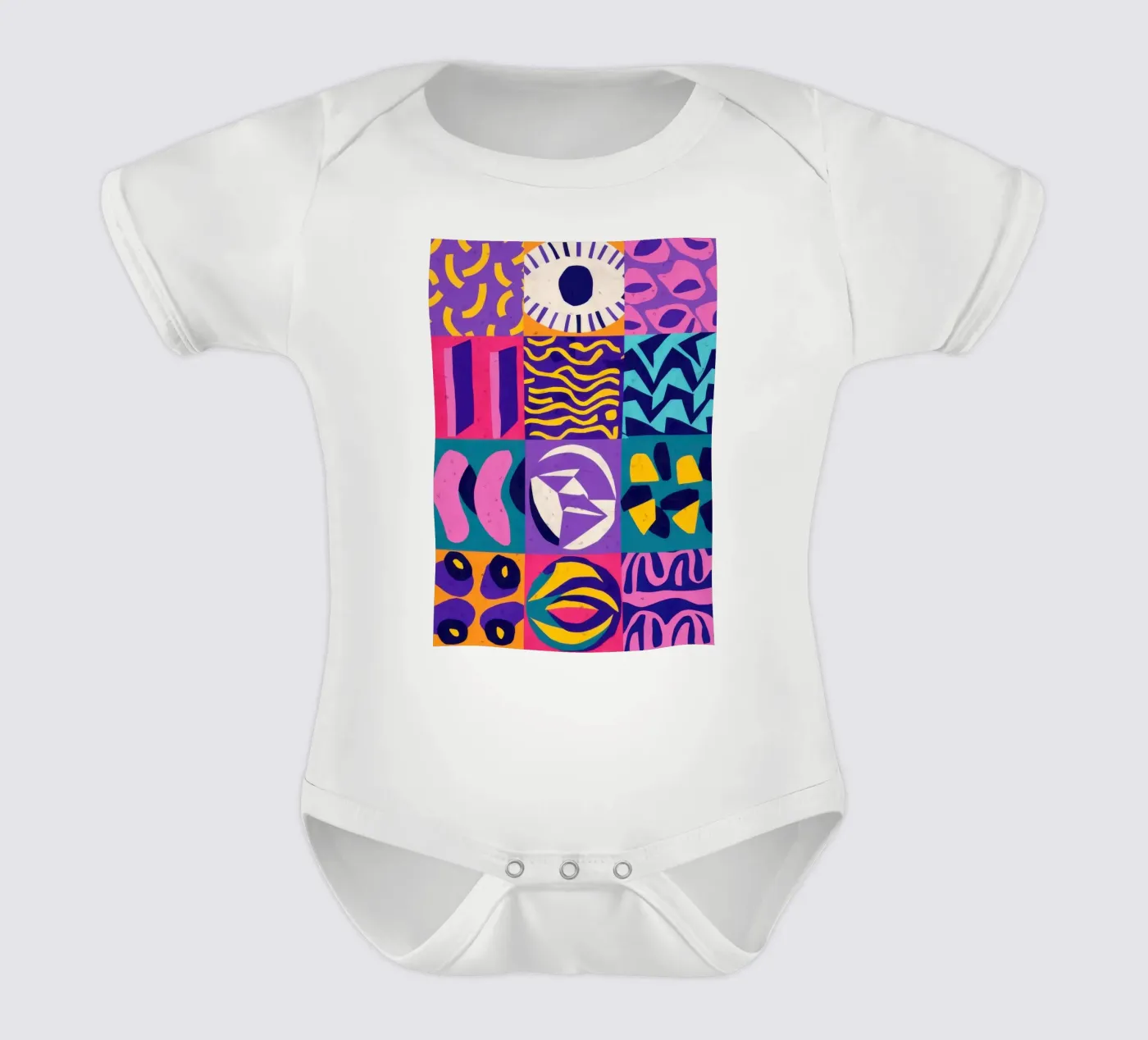 Patchwork géométrique violet body bébé de Bring Hues