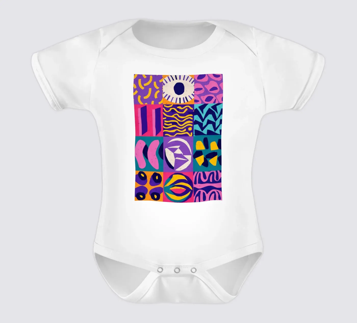 Patchwork géométrique violet body bébé de Bring Hues