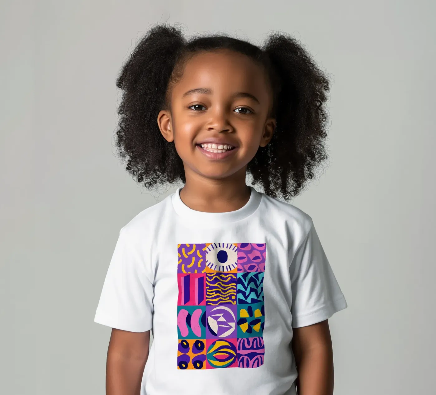 Paars geometrisch patchwork kinder t-shirt van Bring Hues