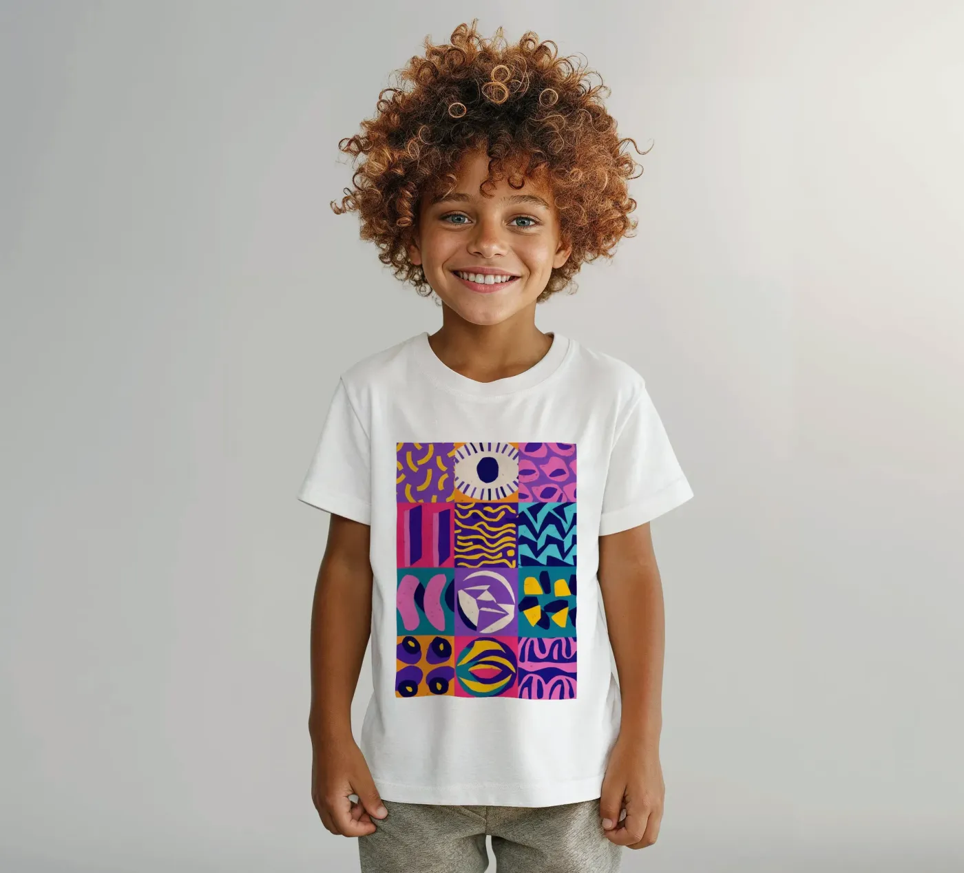 Patchwork geometrico viola t-shirt bambini da Bring Hues