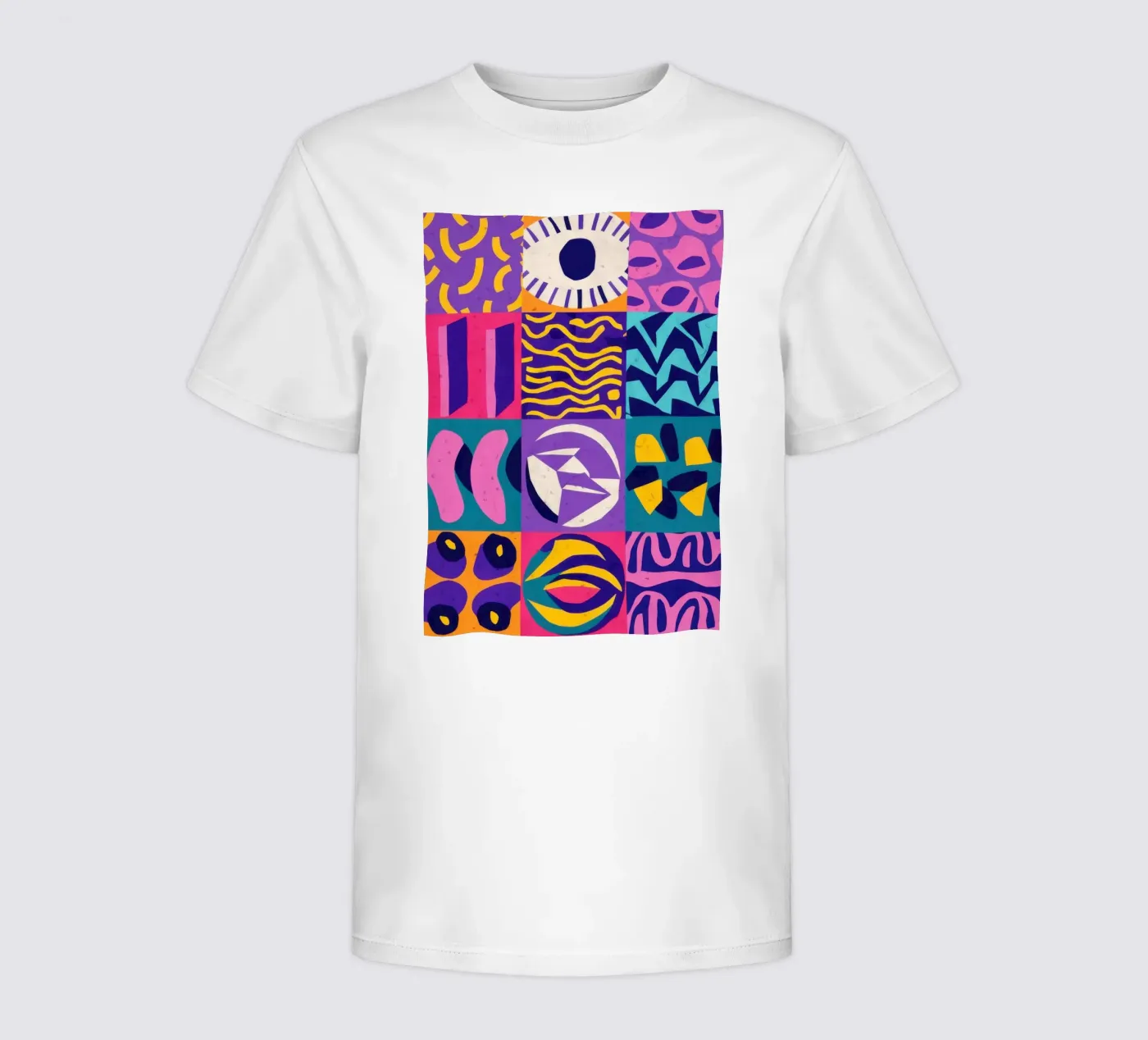 Paars geometrisch patchwork kinder t-shirt van Bring Hues