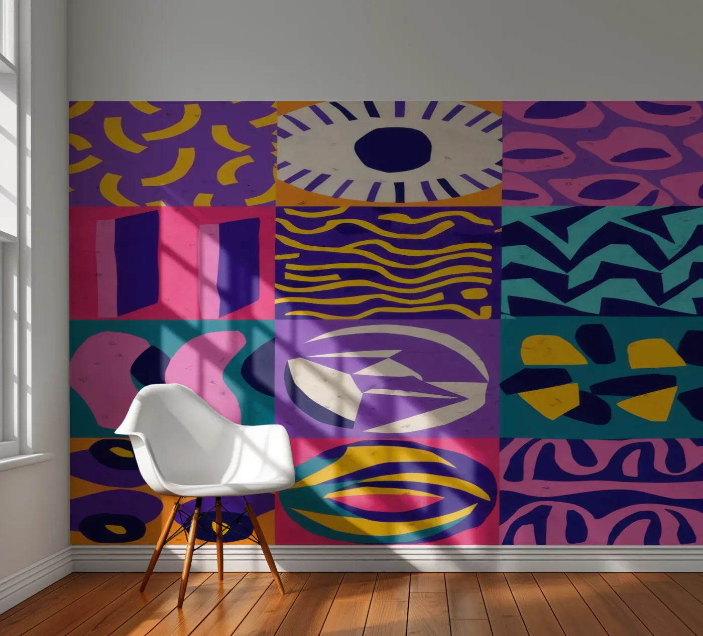 Purple Geometric Patchwork photo wallpaper by Bring Hues
