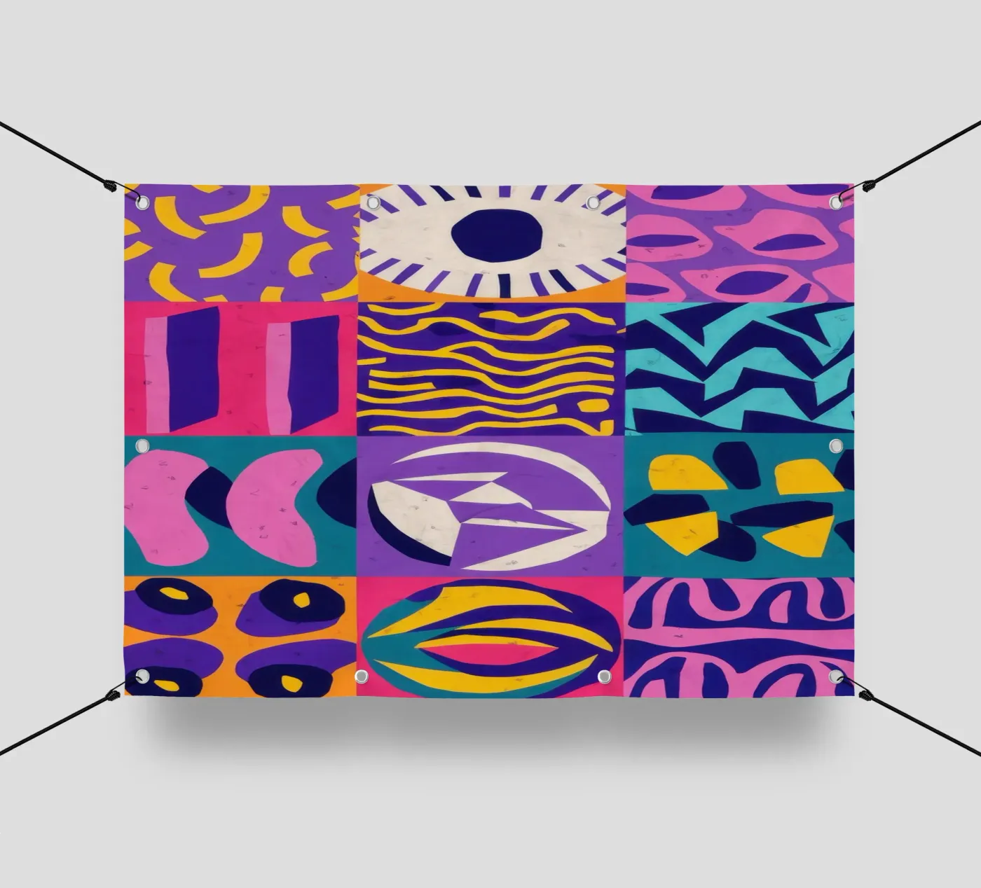 Patchwork geometrico viola telo in pvc da Bring Hues