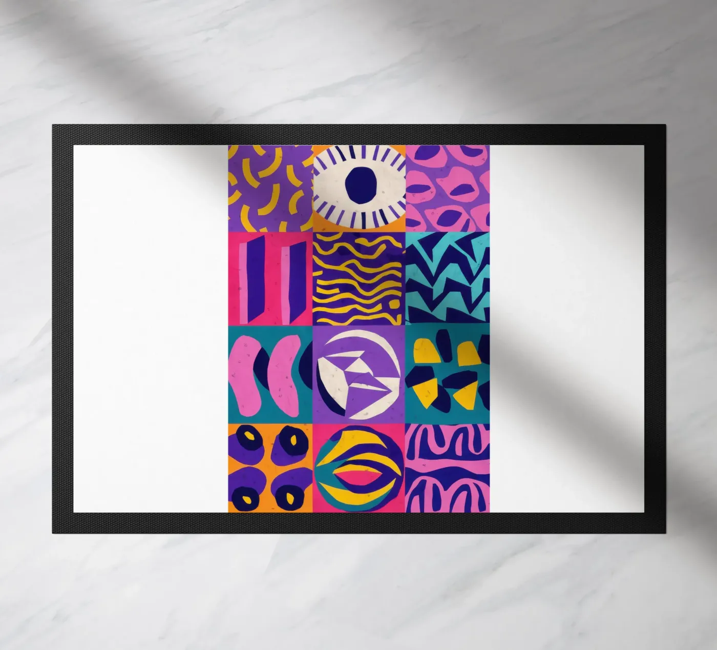 Paars geometrisch patchwork deurmat van Bring Hues