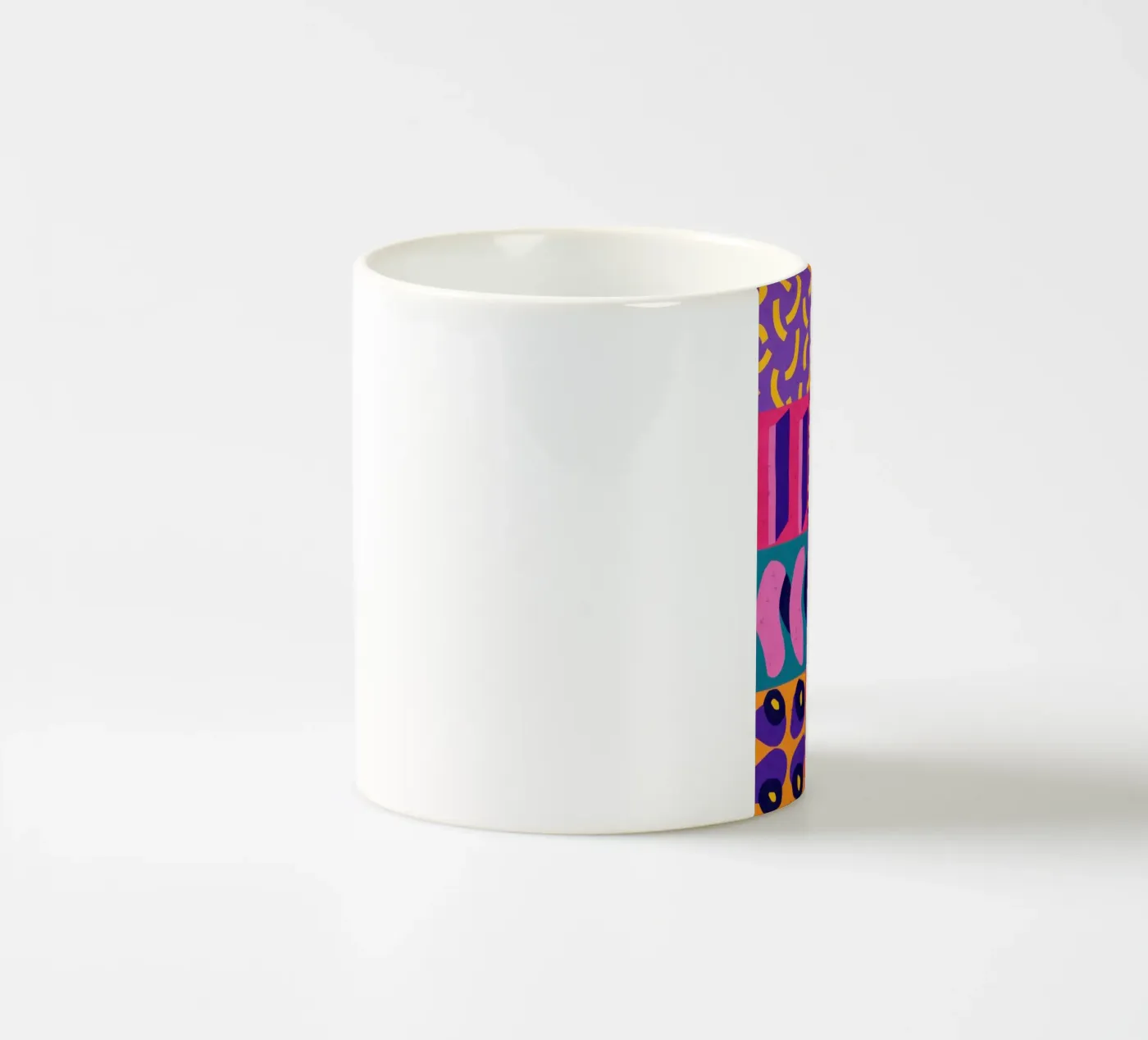 Purple Geometric Patchwork ceramic mug by Bring Hues