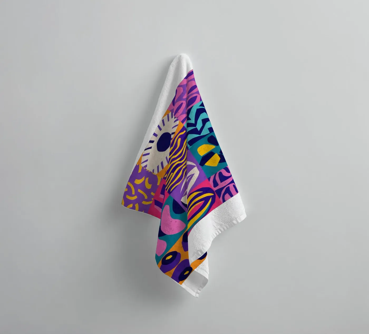 Purple Geometric Patchwork towel by Bring Hues