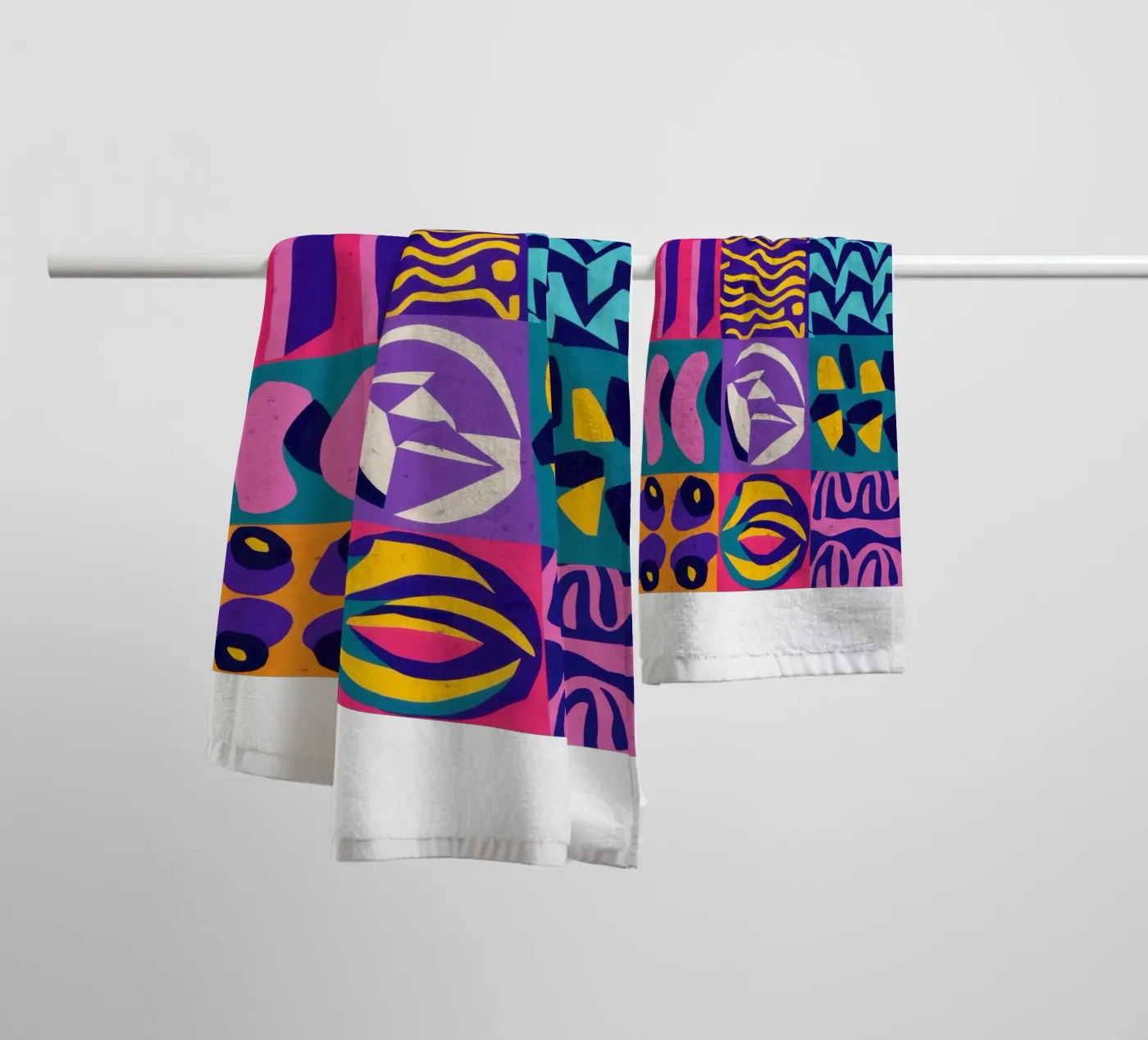 Purple Geometric Patchwork towel by Bring Hues