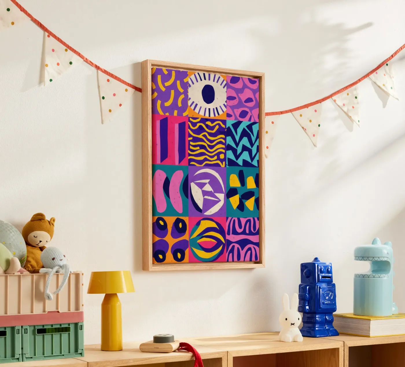 Purple Geometric Patchwork canvas by Bring Hues