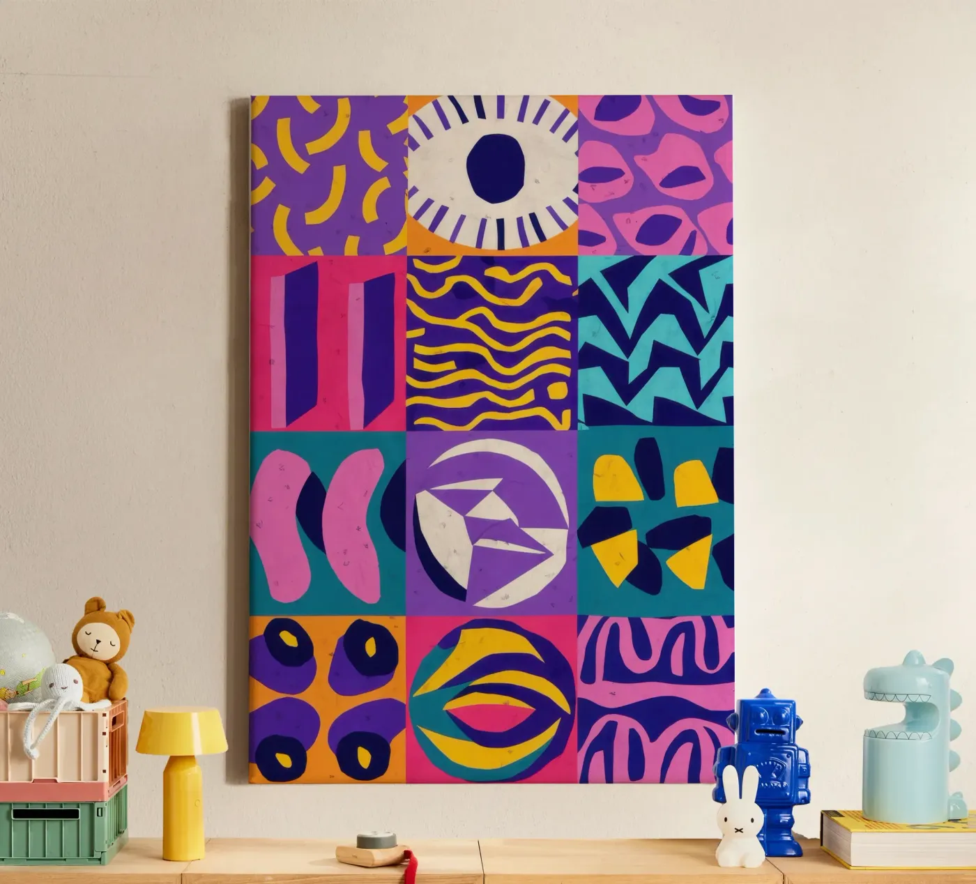 Purple Geometric Patchwork canvas by Bring Hues