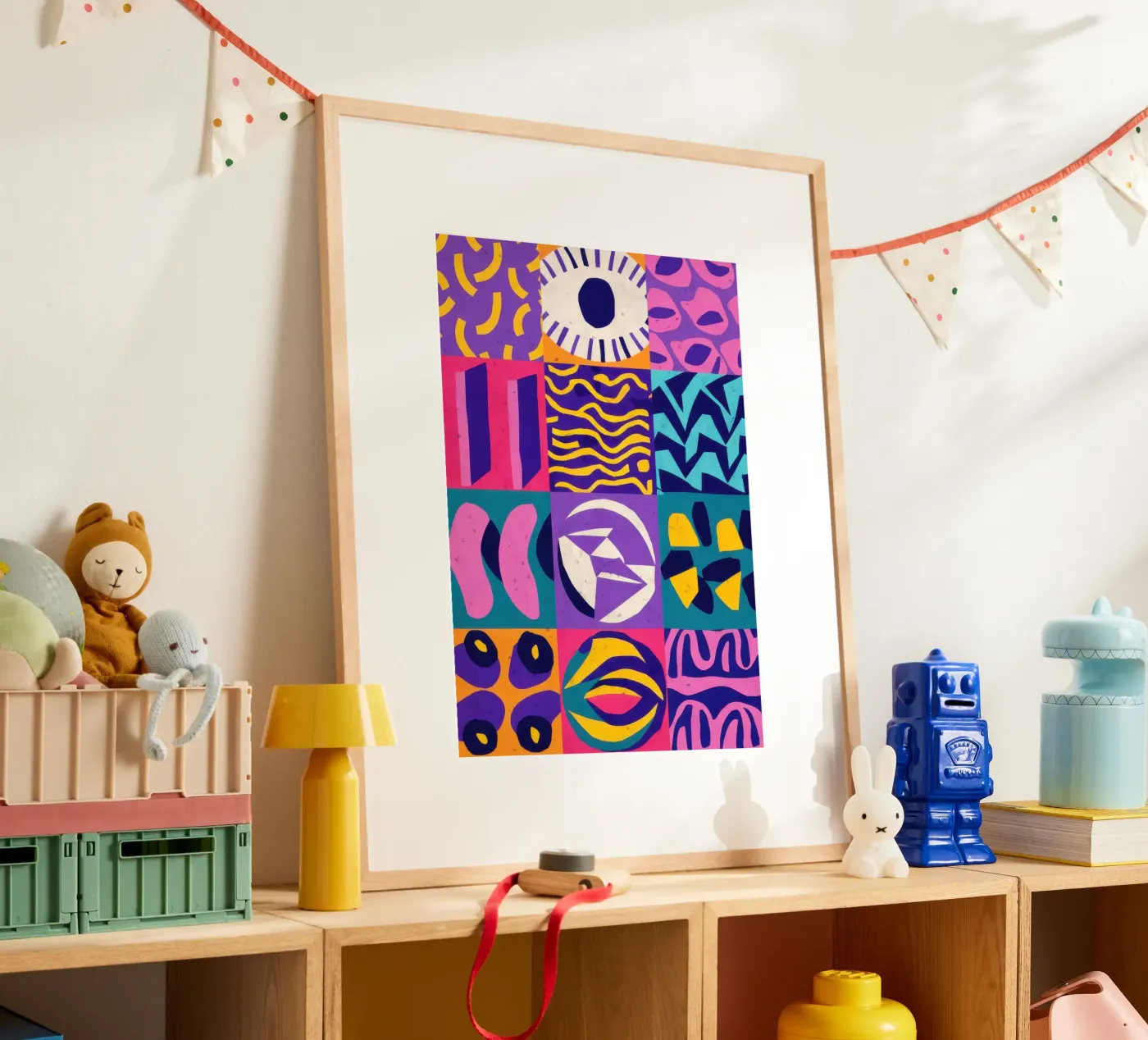 Patchwork géométrique violet poster de Bring Hues