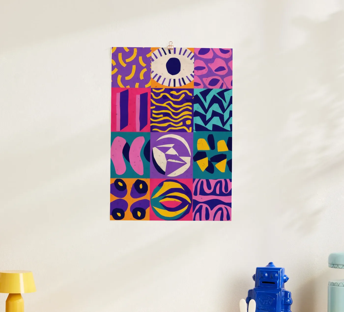 Patchwork géométrique violet poster de Bring Hues