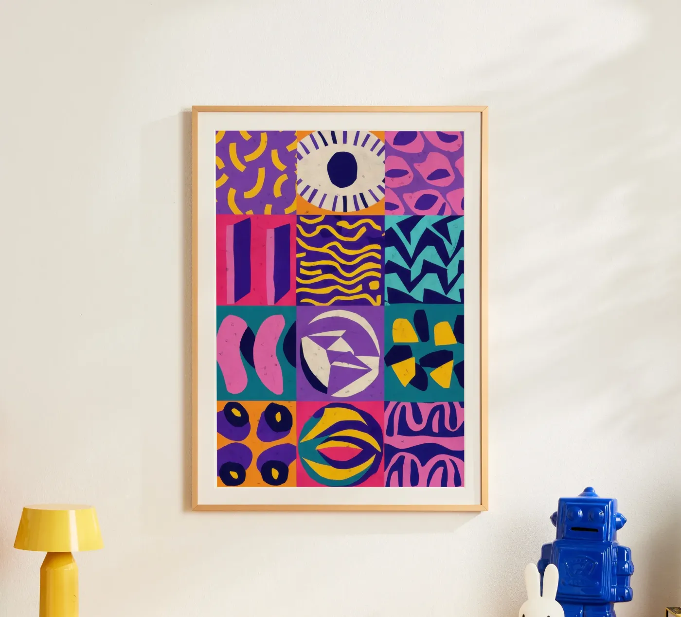 Patchwork géométrique violet poster de Bring Hues