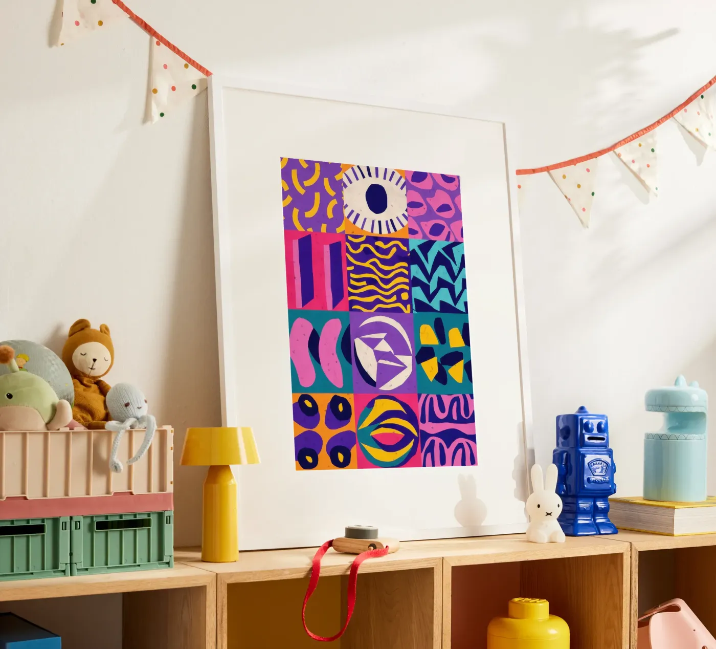 Patchwork géométrique violet poster de Bring Hues