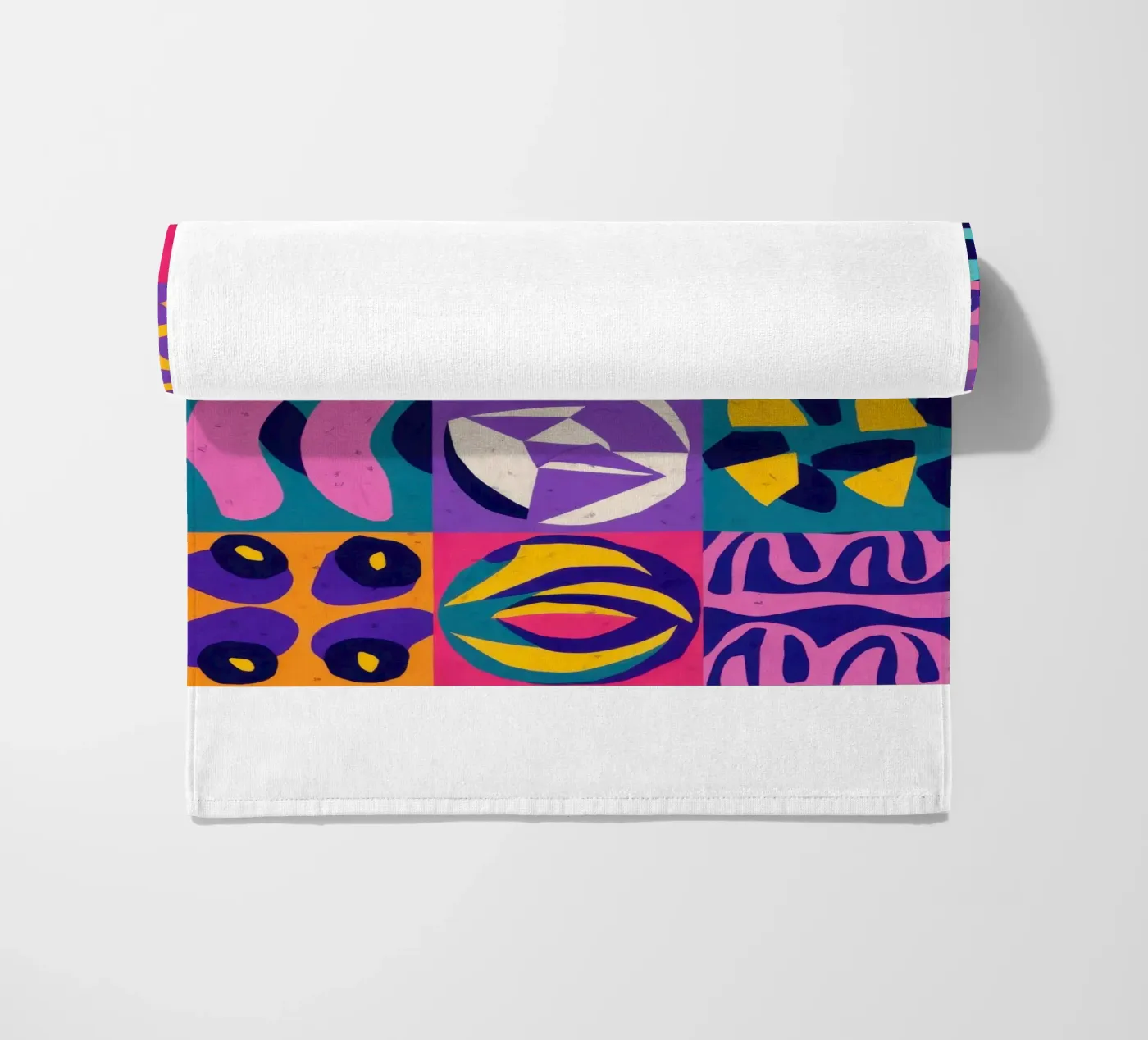 Patchwork geometrico viola telo mare da Bring Hues