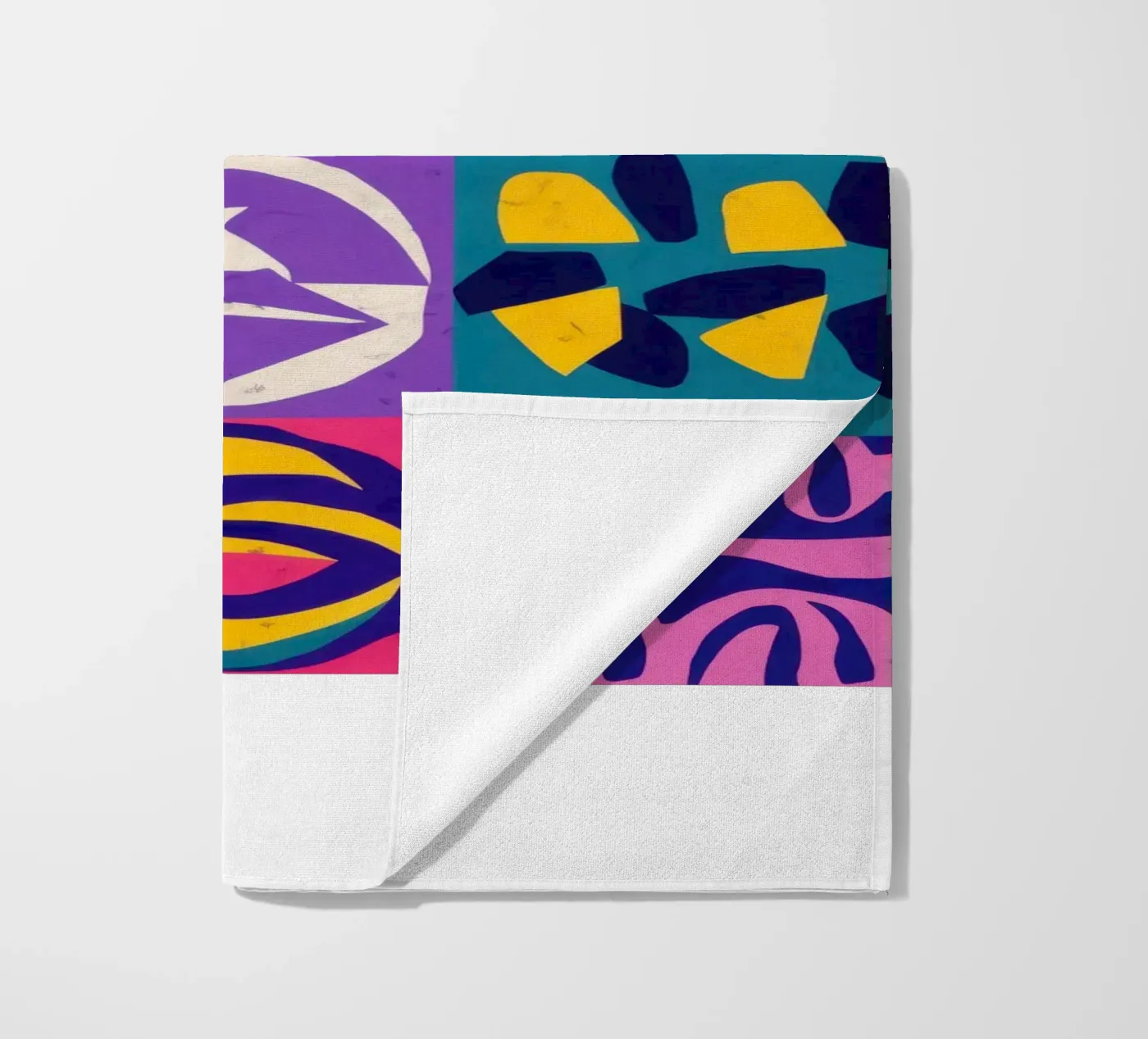 Patchwork geometrico viola telo mare da Bring Hues